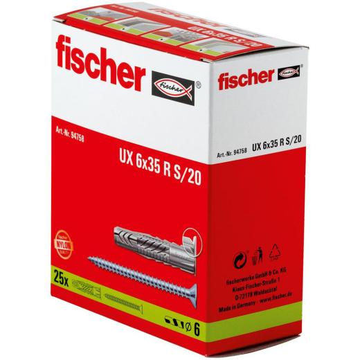 fischer Universaldübel UX 6 x 35 WH | 25 Stück