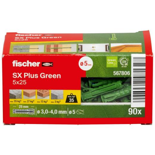 fischer Spreizdübel SX Plus Green 5 x 25 - 90 Stück