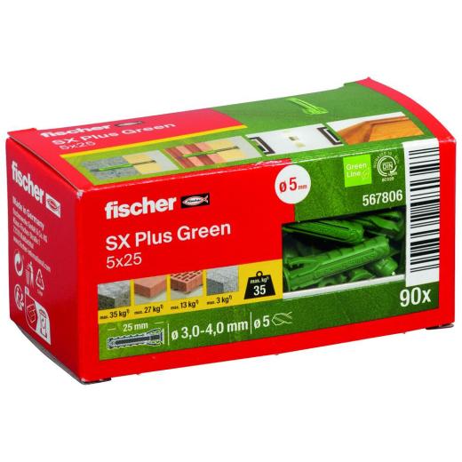 fischer Spreizdübel SX Plus Green 5 x 25 - 90 Stück