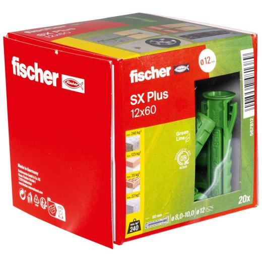 fischer Cheville à expansion SX Plus Green 12 x 60 - 20 pièces