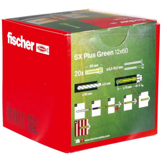 fischer Cheville à expansion SX Plus Green 12 x 60 - 20 pièces