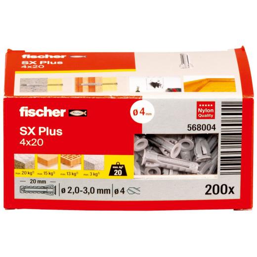 fischer Spreizdübel SX Plus 4 x 20 | 200 Stück