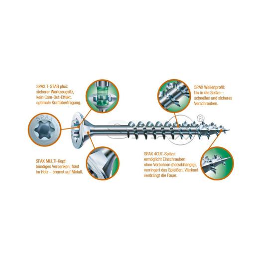 SPAX Universalschraube, 3,5 x 30/25, Senkkopf, T-STAR plus, WIROX (A9J) | 1000 Stück