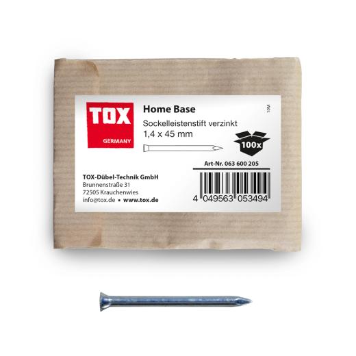 TOX Sockelleistenstifte Home Base 1,4x45 mm (5 x 100 Stk. im Beutel) verzinkt | 500 Stück