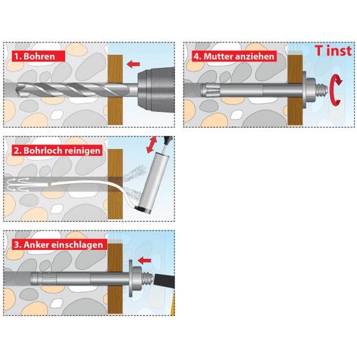 TOX Goujon Slim Fix M12x200/106+121 mm | 25 pièces