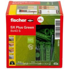 fischer Cheville à expansion SX Plus Green 8 x 40 S avec vis - 45 pièces