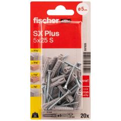 fischer Tassello SX Plus 5 x 25 S con vite K | 100 pezzi