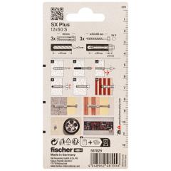 fischer Spreizdübel SX Plus 12 x 60 S mit Schraube K | 3 Stück