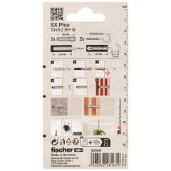 fischer Spreizdübel SX Plus 10 x 50 RH mit Rundhaken N K | 10 Stück