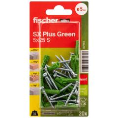 fischer Spreizdübel SX Plus Green 5 x 25 S mit Schraube - 100 Stück