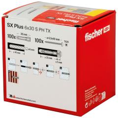 fischer Tassello SX Plus 6x30 S con vite PH TX | 100 pezzi