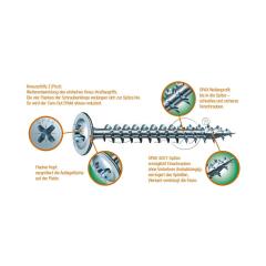 SPAX Tornillo universal, 5 x 60/56, Cabeza de unión, Ranura en cruz Z, WIROX (A9J) - 500 unidades