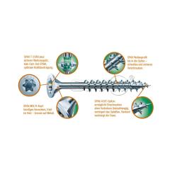 SPAX Universal screw, 3,5 x 30/25, flat countersunk head, cross recess Z, WIROX (A9J) - 1000 pieces