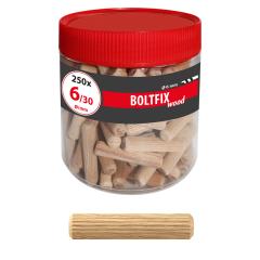 TOX Holzdübel Boltfix wood 6x30 mm, Riffeldübel aus massiver Buche | 250 Stück