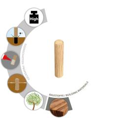 TOX wooden dowel Boltfix wood 8x40 mm, corrugated dowel made of solid beech, 100 pcs, 015200141 | 100 pieces